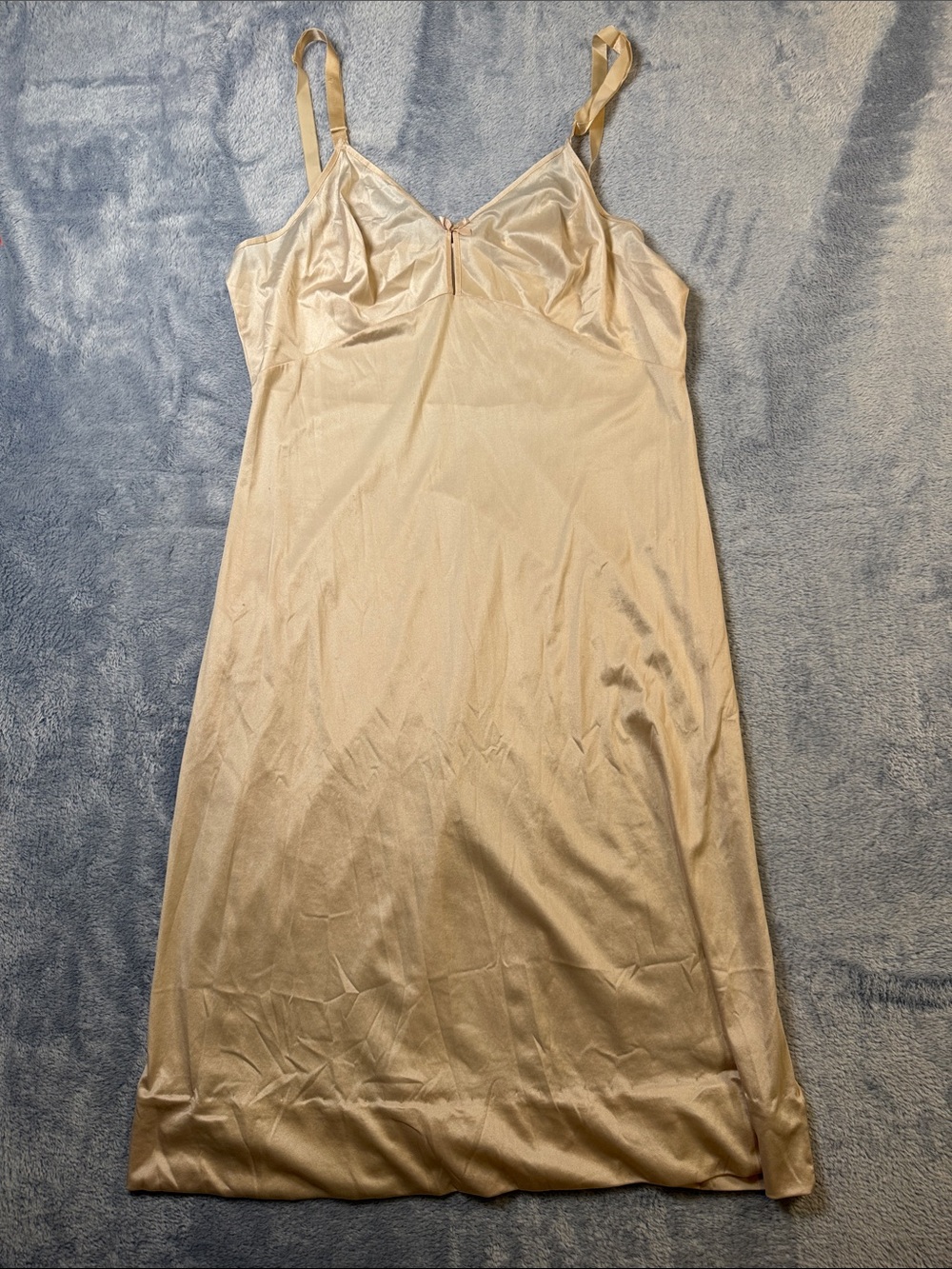 Vintage- lOlga Cream Satin Slip with Adjustable Straps